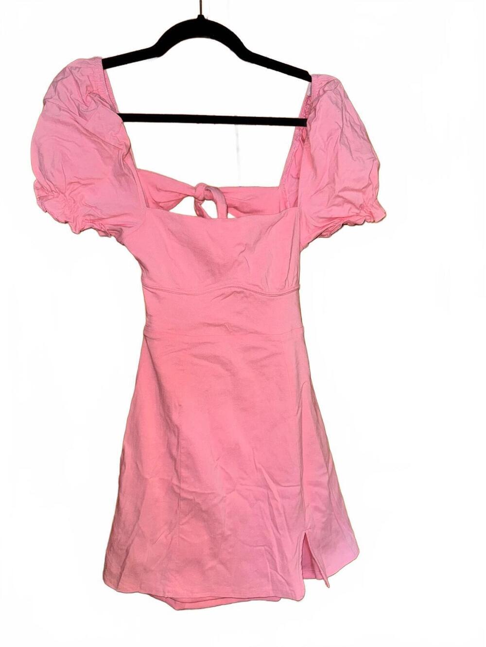 Hello Molly pink puff sleeve mini dress